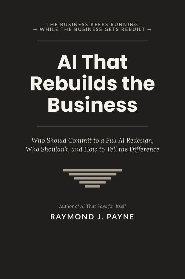 Book cover: AI That Rebuilds the Business by Raymond J. Payne